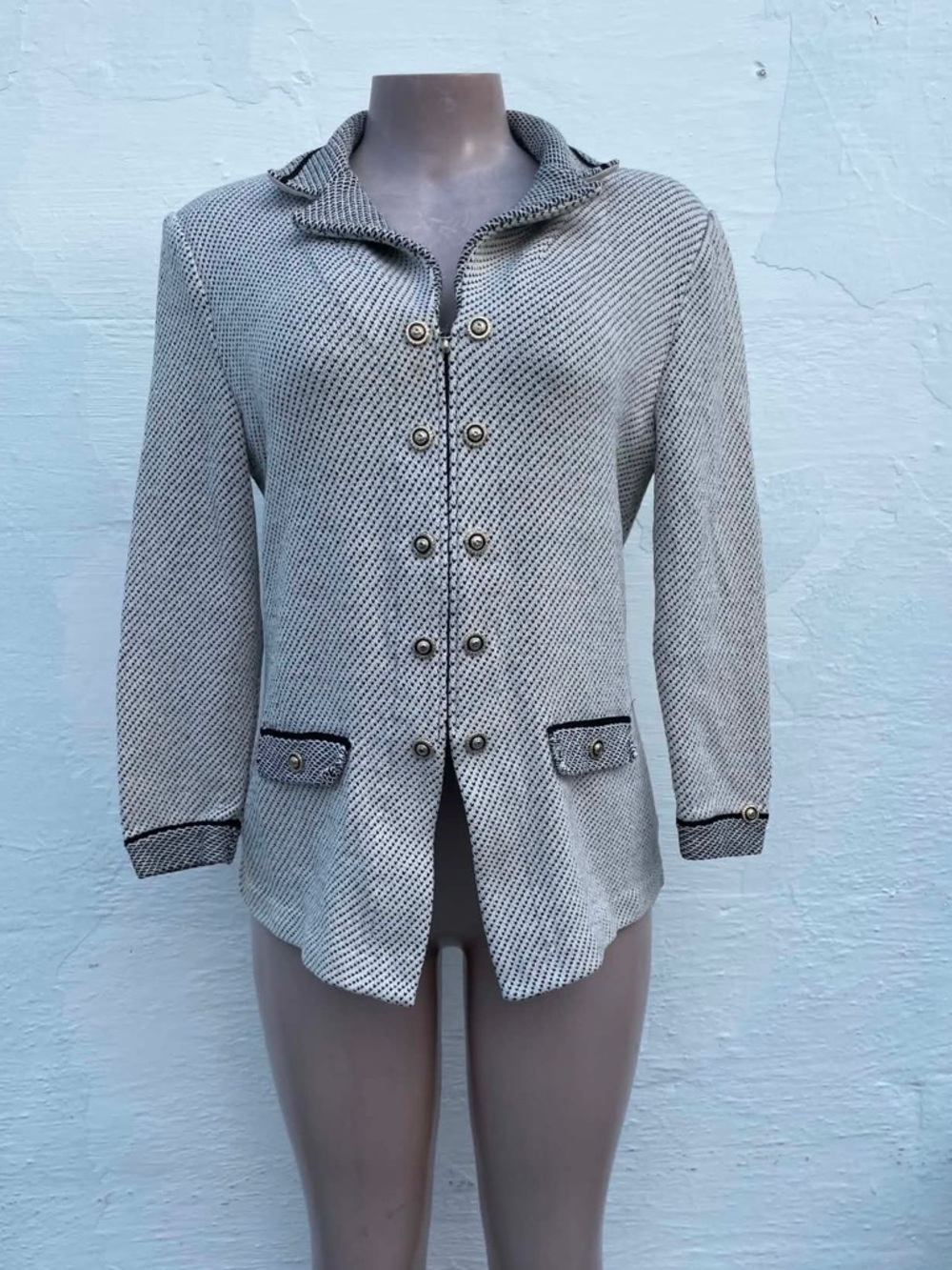 St. John Black and White Textured Knit Jacket